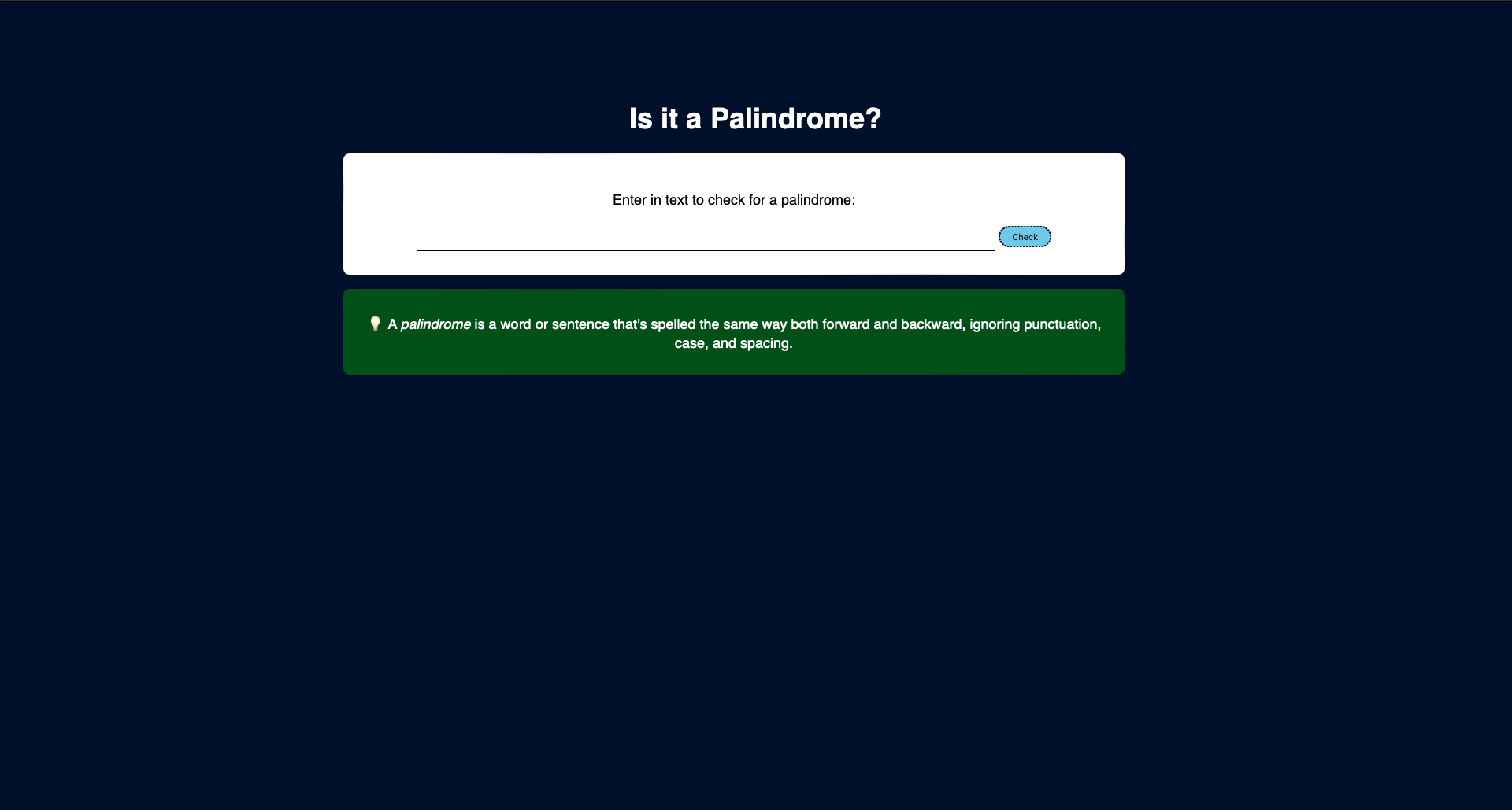 Interactive Palindrome Checker