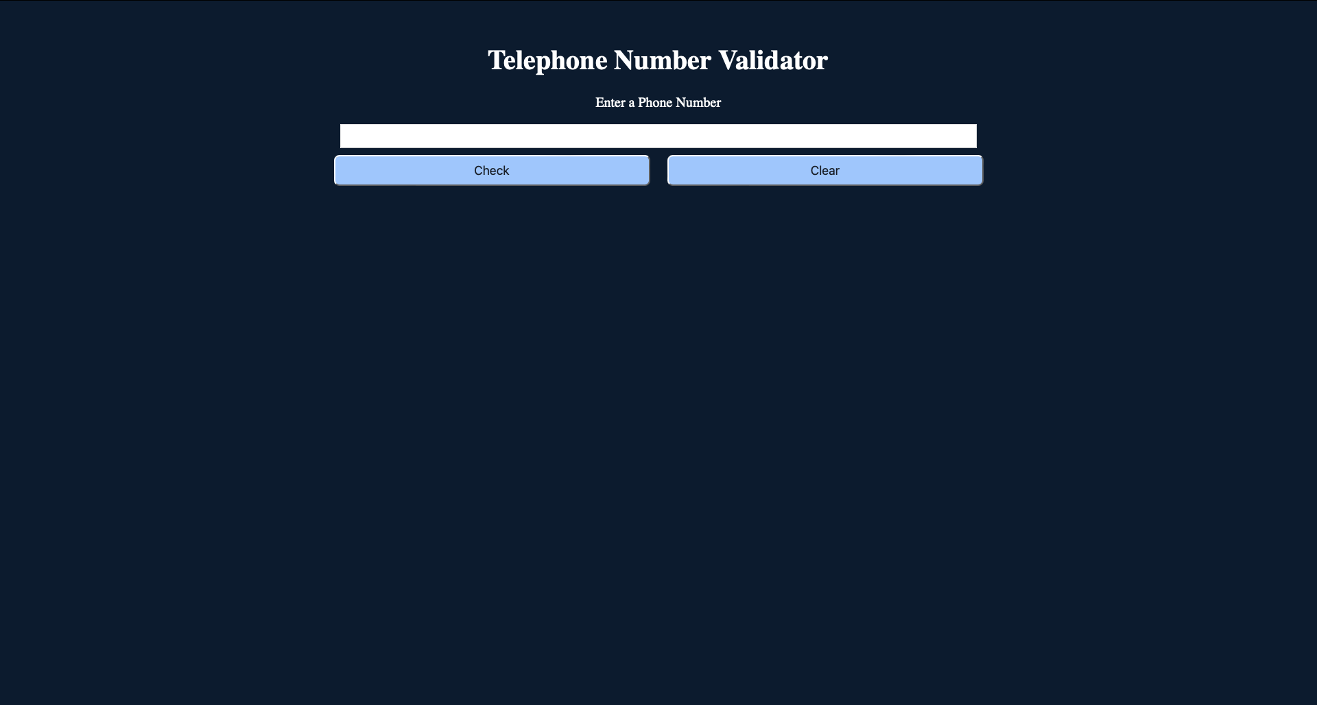 Interactive Telephone Number Validator